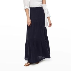 Michael Stars Sandy tiered gauze maxi skirt, Navy, Size L.